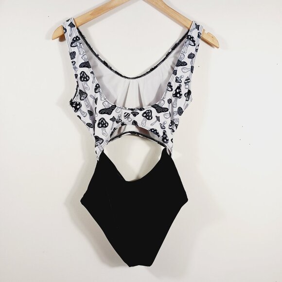 Shein Mushroom Swimsuit, Black and White, Size Small, Two Pieces Connected - Picture 2 of 10